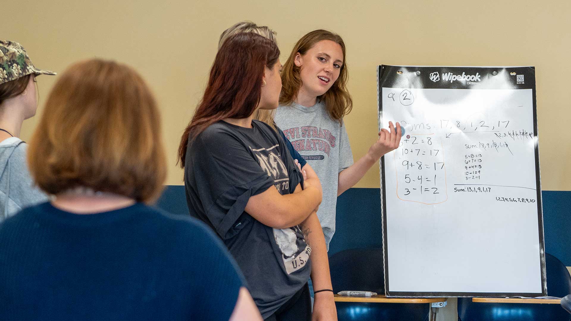Group of students working on math problems