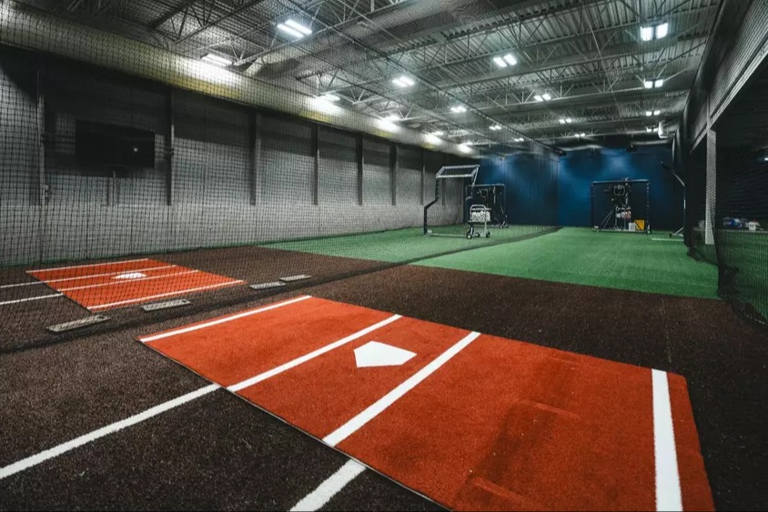 Simulated home plate environment at Baseball Biomechanics and Performance Center