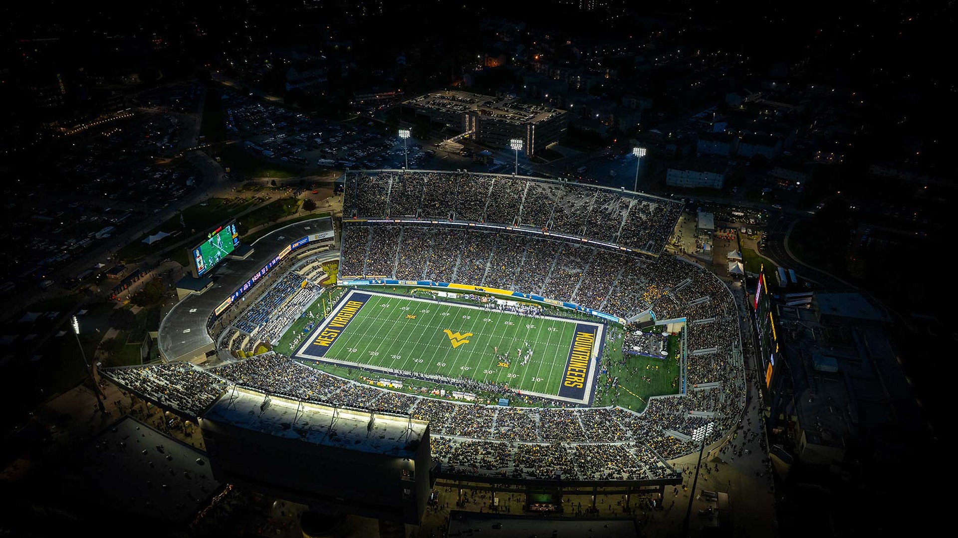Aerial view of Coal Rush game at Milan Puskar Stadium