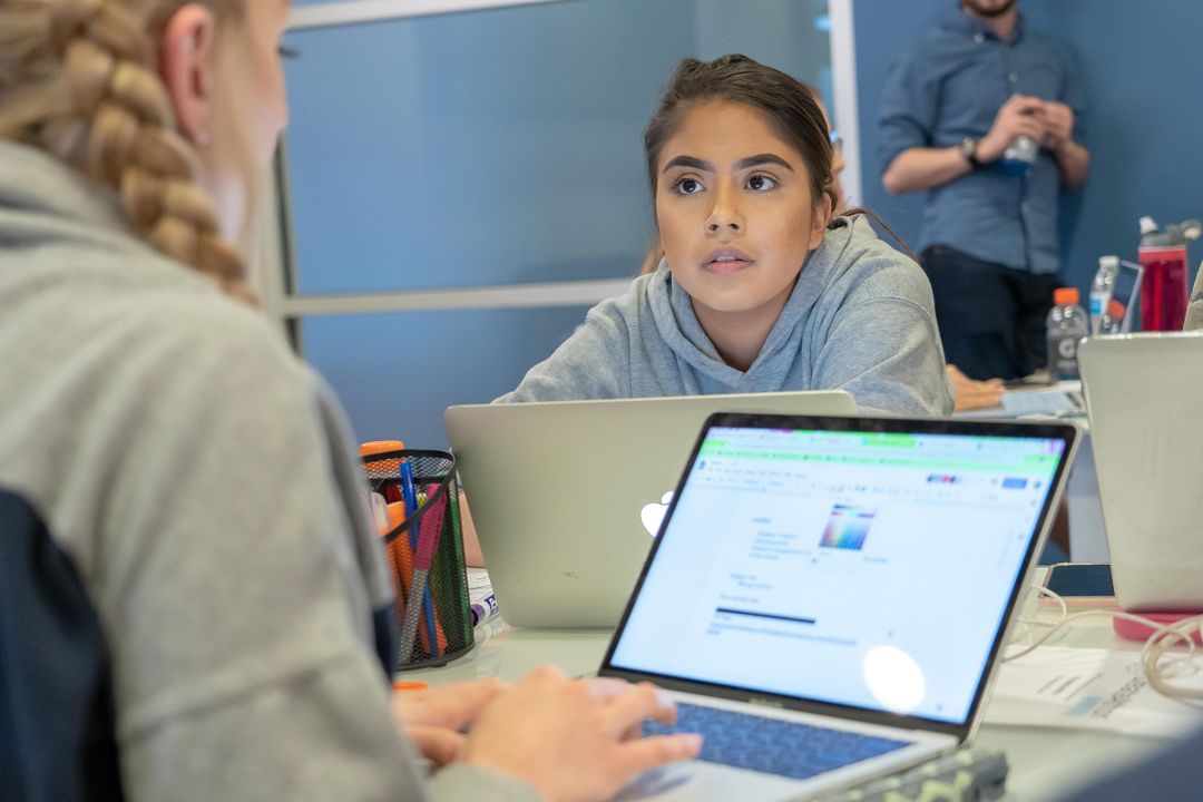 Students working on computers