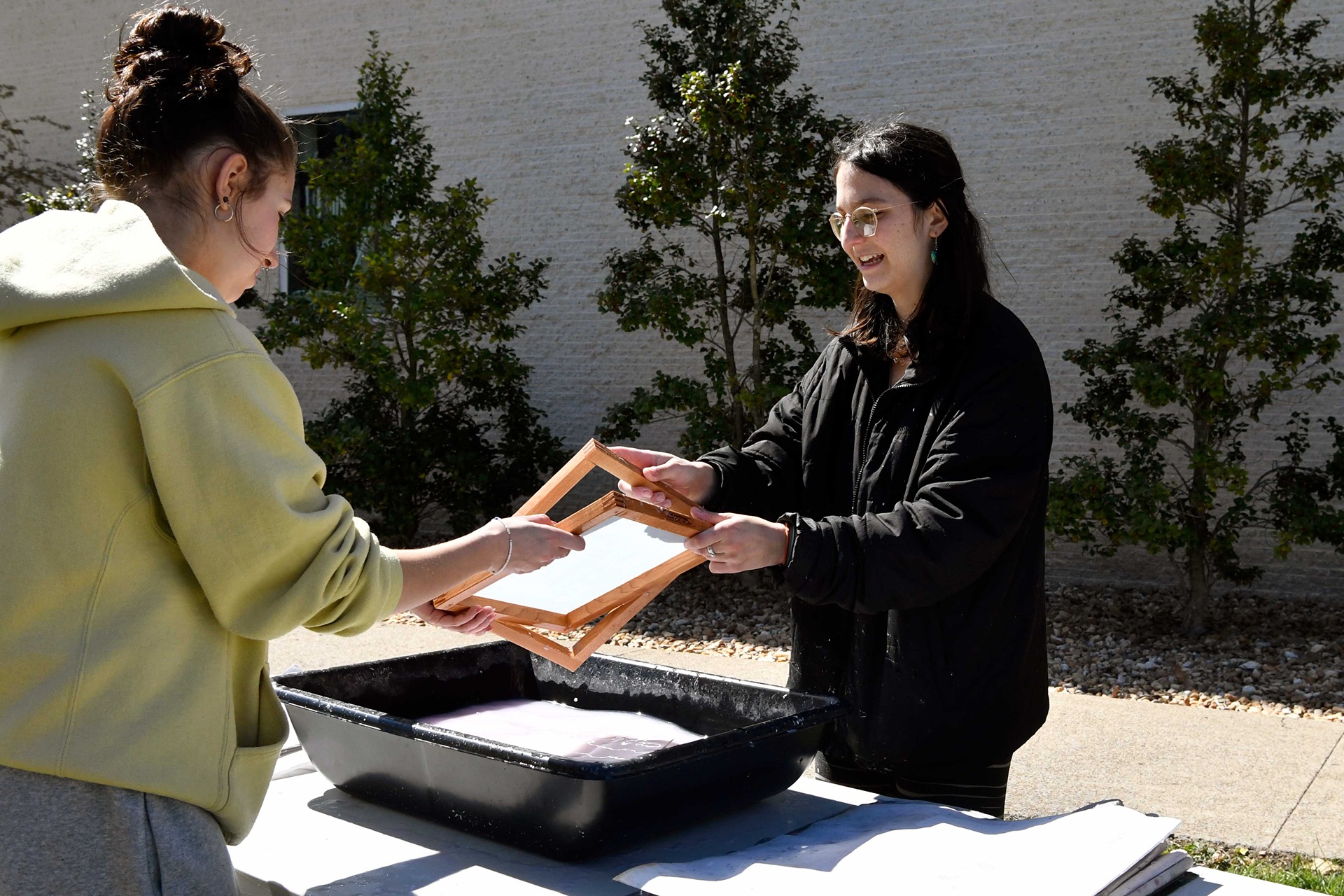 Students making paper