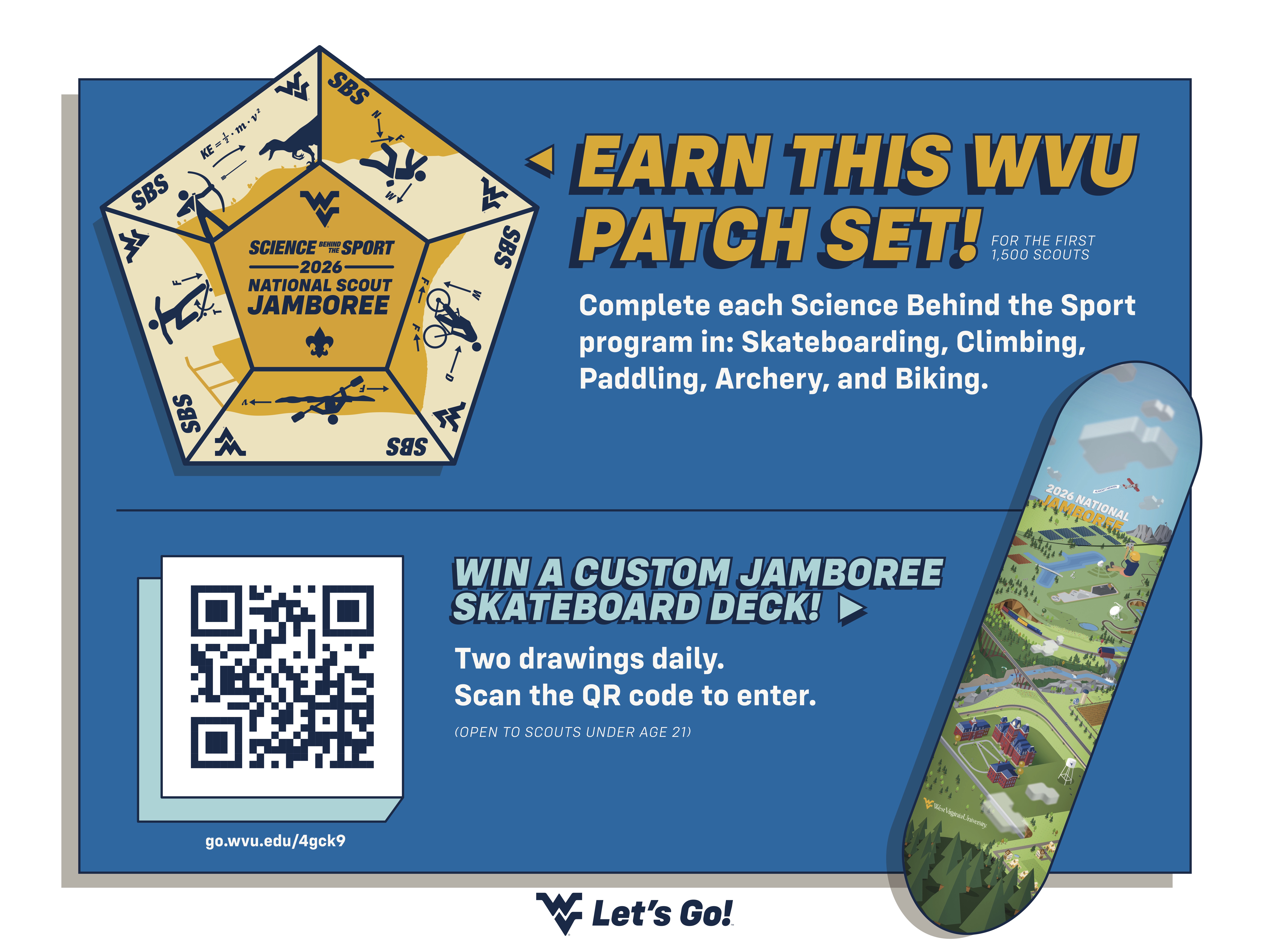 How to earn the WVU patch set and enter to win a custom WVU skateboard deck How to earn the WVU patch set and enter to win a custom WVU skateboard deck