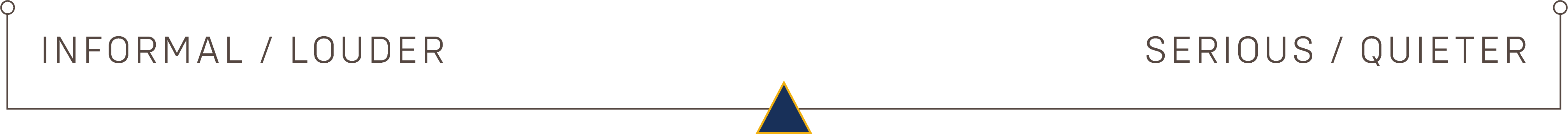 A slider ranging from informal/louder to serious/quieter with the indicator in the middle of the range.
