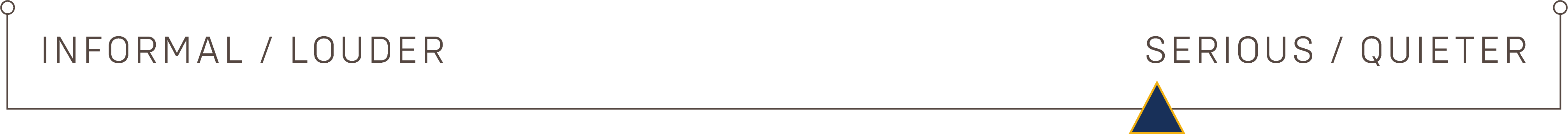 A slider ranging from informal/louder to serious/quieter with the indicator sitting slightly toward the serious/quieter end.