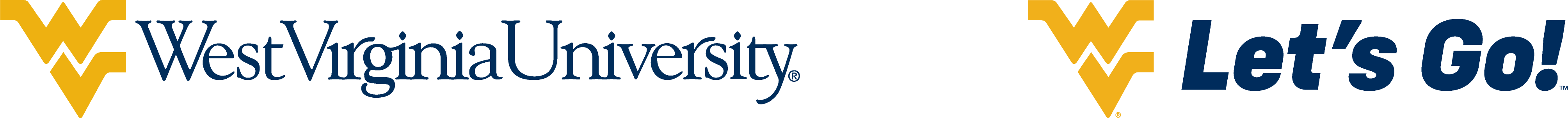 WVU logo and Let's Go tagline in Config Variable font.