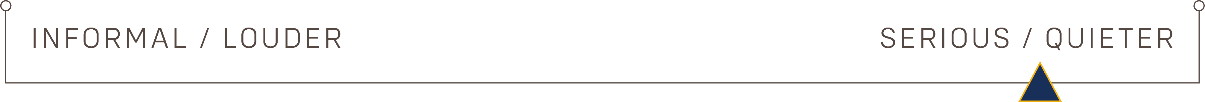 A slider ranging from informal/louder to serious/quieter with the indicator sitting fully toward the serious/quuieter end.